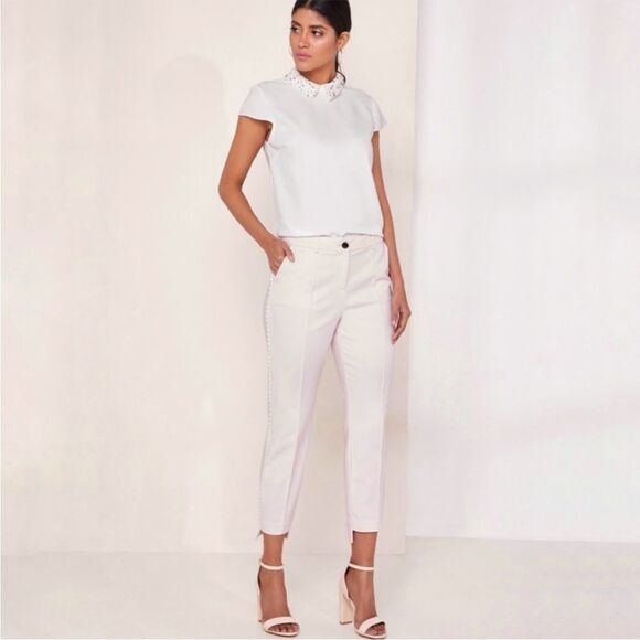 Ted Baker London Jaylen beaded bead embellished collar short sleeves top - Picture 6 of 11